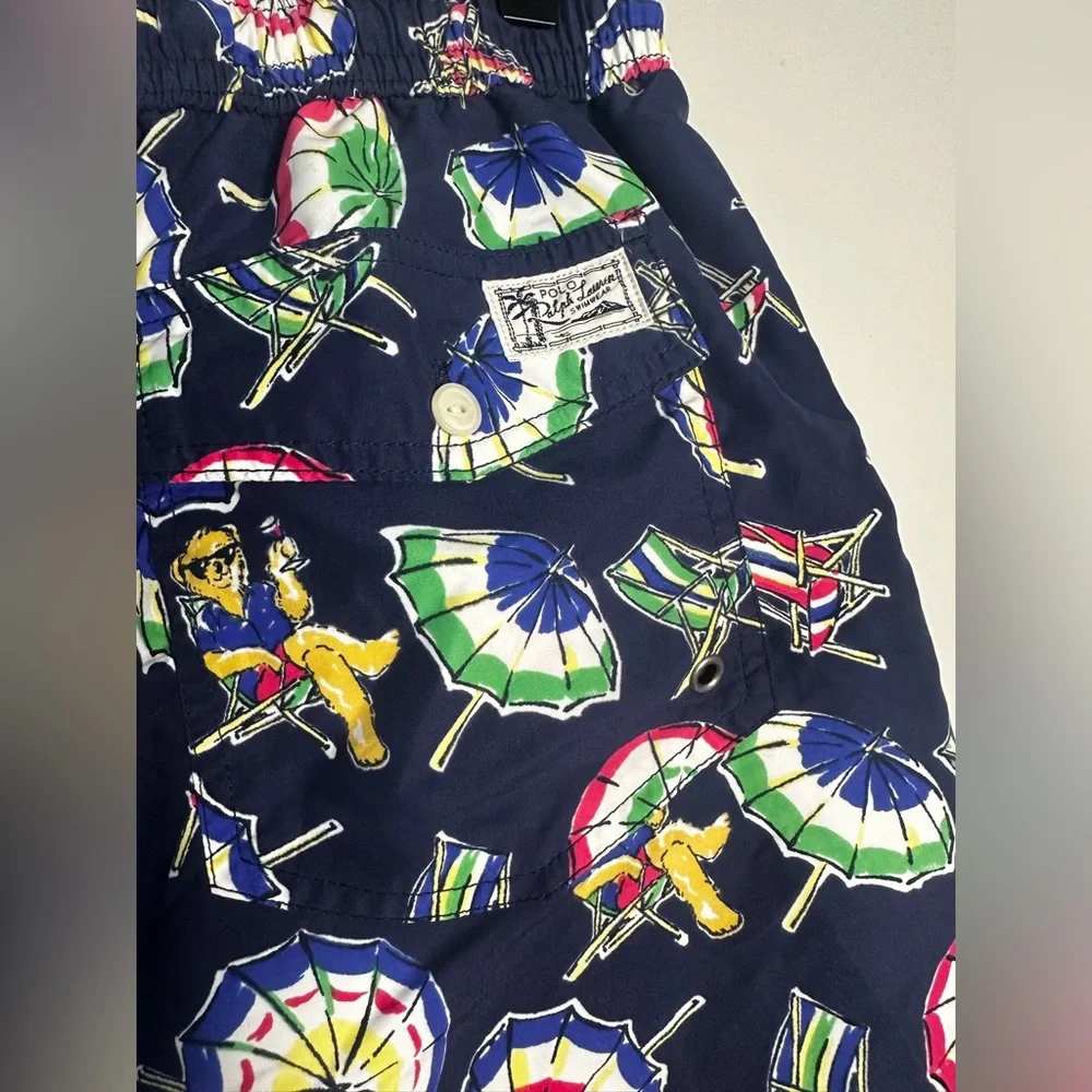 Polo Ralph Lauren Traveler Swim Trunks Men’s XL‎ Polo Bear Beach Umbrella Navy